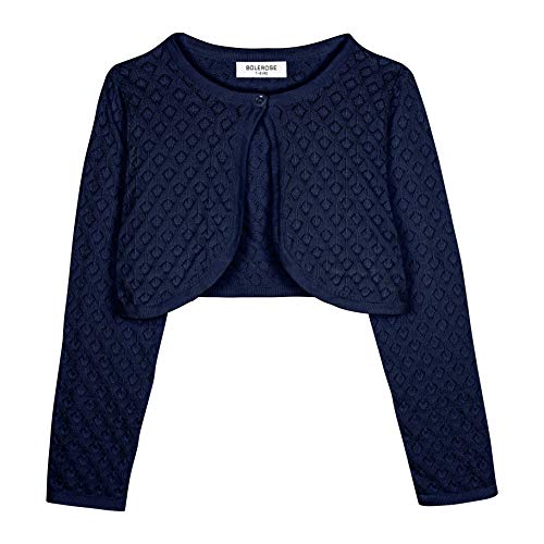 Bolerose Mädchen Langarm Bolero Pointelle-Strickbolero für Kinder (Nachtblau, 11-12 Jahre) von Bolerose