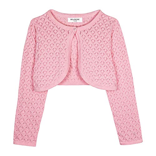 Bolerose Mädchen Langarm Bolero Pointelle-Strickbolero für Kinder (Rosa, 11-12 Jahre) von Bolerose