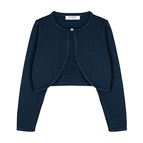 Bolerose Mädchen Langarm Bolero Strickjacke Kinder (Nachtblau, 11-12 Jahre) von Bolerose