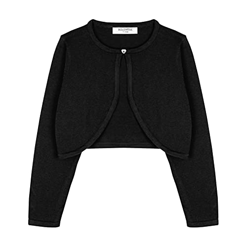 Bolerose Mädchen Langarm Bolero Strickjacke Kinder (Schwarz, 3-4 Jahre) von Bolerose