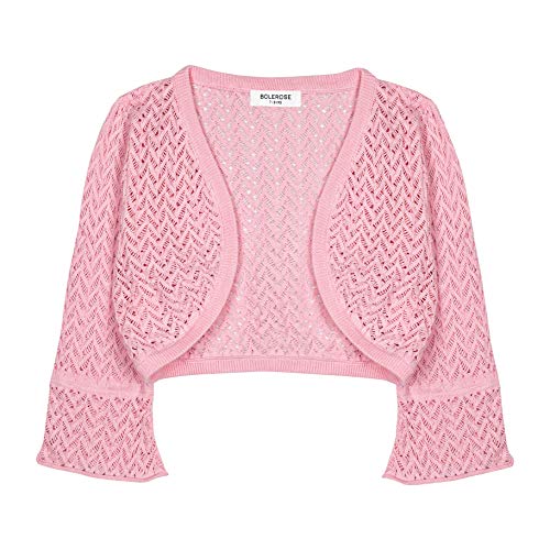 Bolerose Mädchen Langarm Bolero Weitmaschige Strickjacke für Kinder (Rosa, 3-4 Jahre) von Bolerose