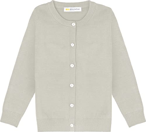 Bolerose Mädchen Lange Ärmel Schuluniform Kinder Cardigan (Grau, 3-4 Jahre) von Bolerose