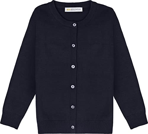 Bolerose Mädchen Lange Ärmel Schuluniform Kinder Cardigan (Nachtblau, 3-4 Jahre) von Bolerose