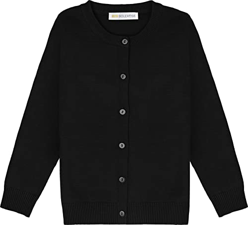 Bolerose Mädchen Lange Ärmel Schuluniform Kinder Cardigan (Schwarz, 3-4 Jahre) von Bolerose