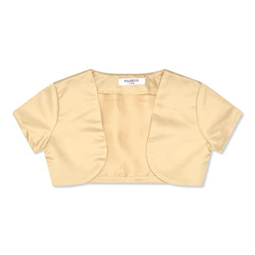 Bolerose Mädchen Satin Kurze Ärmel Bolerojäckchen Kinder Kinder Shrug (Gold, 13-14 Jahre) von Bolerose