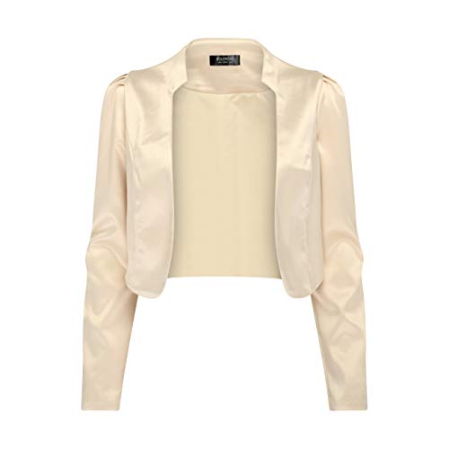 Bolerose formal Satin Langen Ärmel Bolero Jacke (Champagner, 3XL) von Bolerose