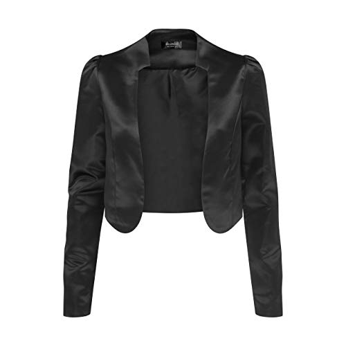 Bolerose formal Satin Langen Ärmel Bolero Jacke (Schwarz, 3XL) von Bolerose