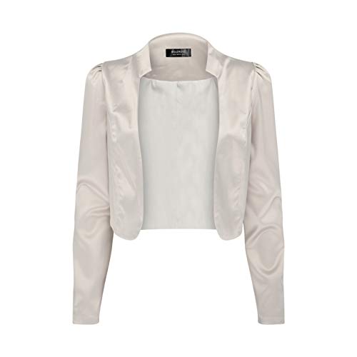 Bolerose formal Satin Langen Ärmel Bolero Jacke (Silber, 3XL) von Bolerose