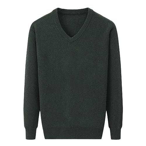 Bollrllr 100% Kaschmir Pullover Für Herren Übergröße Lässiger Strick Thermopullover Mit V Ausschnitt E 5XL von Bollrllr