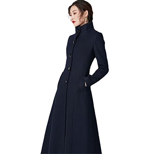 Damen Wollmantel Winter Elegant Wolljacke Slim Lang Wolle Trenchcoat Dicke Thermo Tops Vintage Kleid Mantel Schwarz 3XL von Bollrllr