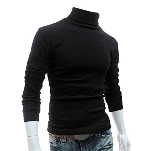 Herren Langarm Rollkragen Stretch Slim Fit Basic Knit Pullover Schwarz M von Bollrllr