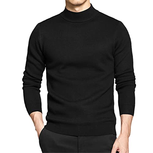 Herren Weinrot Rollkragenpullover Herbst Winter Verdickter Strickpullover Schwarz M von Bollrllr