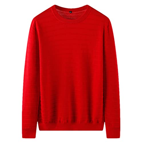 Pullover O Neck Herren Pullover Baumwolle Basic Vintage Sweater Herren Vollpullover Schwarz Grau Rot M von Bollrllr