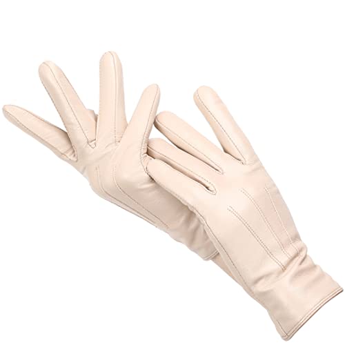 Wintermode Damen Lederhandschuhe Fahren Warm Damen Winter Handschuhe Weiches Schaffell Damen Handschuhe Beige 8 von Bollrllr