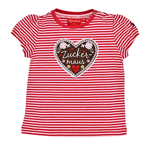 BONDI T-Shirt halbarm Geringelt ´Zuckermaus´, Stripe red/Rose 74 Tracht Baby Mädchen Artikel-Nr.86750 von Bondi