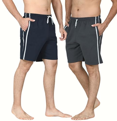 Bonjour® Herren Schlafanzughose im Doppelpack | 2er-Pack Baumwoll-Shorts mit elastischem Bund | weiche, gemütliche und bequeme Lounge-Shorts, Herren-Pyjama, Pyjama, Pyjama, Nachtwäsche, von Bonjour