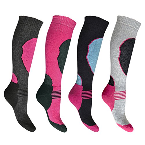 Bonjour 4 Paar Hochleistungs-Ski-Socken für Damen, lange Schlauch, Thermosocken, Größe 37-40 von Bonjour