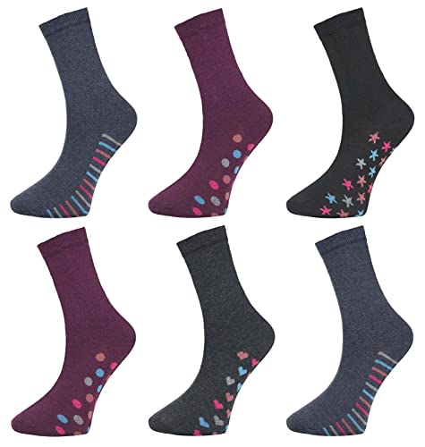 Bonjour 6 Paar Diabetiker-Socken für Damen, nicht elastisch, weich, weit, Baumwolle, für Diabetiker, Fußbett, 4-7 von Bonjour