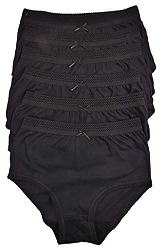 Bonjour 6er-Pack Damen Slips Maxi, 100% Baumwolle, volle bequeme Passform, Größen 38-50, Schwarz , 36 von Bonjour