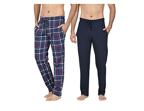 Lange Loungewear-Hose für Herren, Nachtwäsche, 2 Stück, Marineblau/Marineblau kariert, S von Bonjour