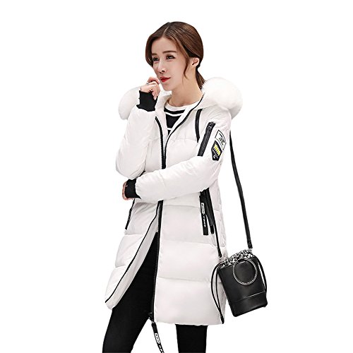 Bonne Sufuman Daunen Mantel Jacke Winterjacke Damen Daunenmantel Fellkapuze Wintermantel Parka Steppjacke Winter Mantel Weiß L von Bonne Sufuman