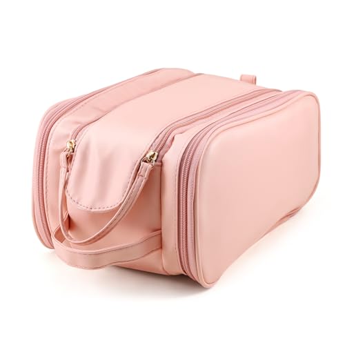 Boobeen Leder Womens Wash Bag Travel Toiletry Bag, Badezimmer Makeup Organizer Geschenk für Männer & Frauen, Nass- und Trockenfach, große Kapazität von Boobeen