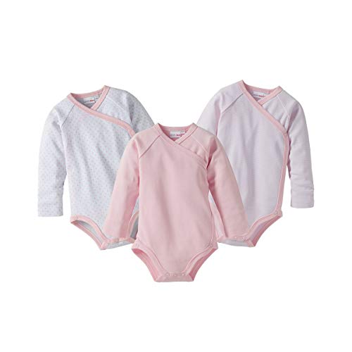 Bornino Wickelbody Basics, 3er-Pack, Baby, Body, Langarm, Baumwolle, Uni - Allover-Print - Ringel von Bornino