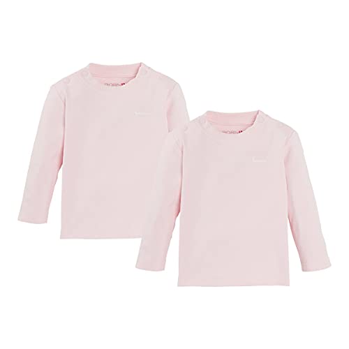 Bornino 2er-Pack Shirts Langarm rosa - Rundhalsausschnitt - Druckknöpfe an den Schultern - Reine Baumwolle - Größe 98 von Bornino