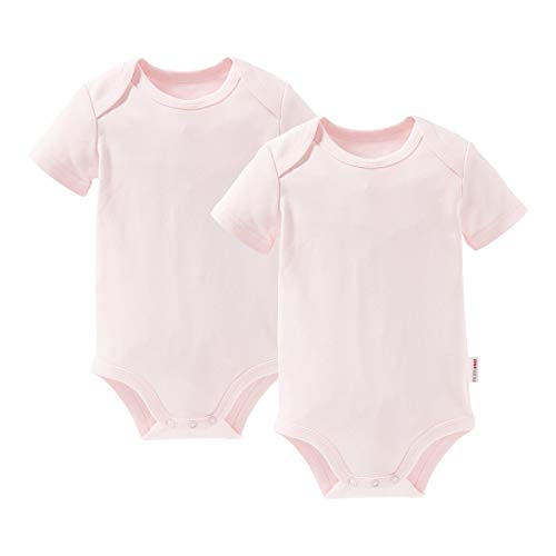 Bornino Basics 2er-Pack Bodys kurzärmlig rosa - Doppelpack - Schlupfkragen - Druckknöpfe im Schrittbereich - reine Baumwolle - Größe 74 von Bornino