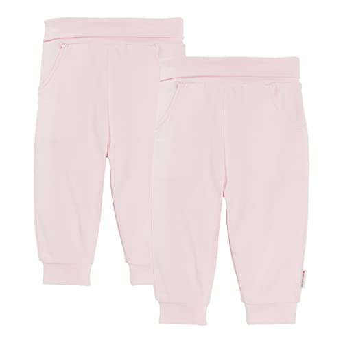 Bornino Basics 2er-Pack Jogginghosen für Babys rosa - weicher Komfortbund in Rippqualität - Rippbündchen an den Beinabschlüssen - Interlock-Qualität - Größe 74 von Bornino