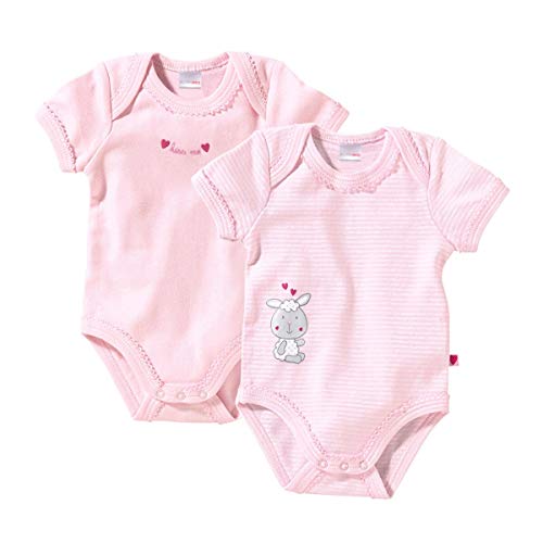 Bornino Basics Bodys kurzarm (2er-Pack) rosa - mit verspielten Prints, Mäusezähnchen & Schlupfkragen - Größe 86 von Bornino