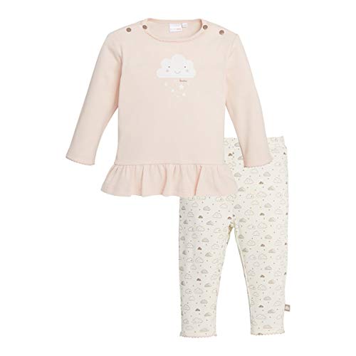 Bornino Basics Schlafanzug lang Wolke (2-TLG.) - Baby-Pyjama mit Langarmshirt mit Rundhalsausschnitt & Druckknöpfen - Hose mit Wolken-Print - rosa - Größe 86 von Bornino