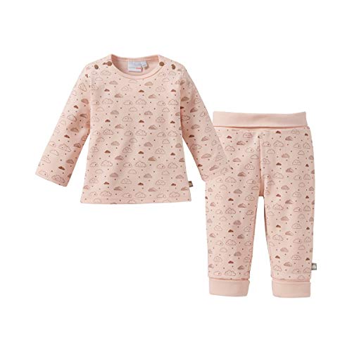 Bornino Basics Schlafanzug-Set für Babys rosa - Zweiteiler - Allover-Wolken-Print - mit Druckknöpfen - Rippenbündchen - Interlock-Qualität - Größe 62 von Bornino