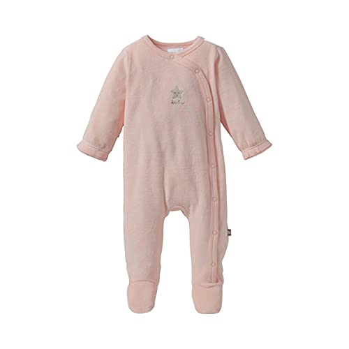 Bornino Basics Schlafoverall mit Füßen rosa - Baby-Einteiler - Stern-Stickerei - seitliche Druckknopfleiste - Nicki-Qualität - Größe 74 von Bornino