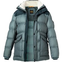 BOSS Orange Herren Parka blau Mikrofaser unifarben von Boss Orange