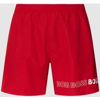 BOSS Badehose mit Label-Print Modell 'Dolphin' in Rot, Größe M von Boss