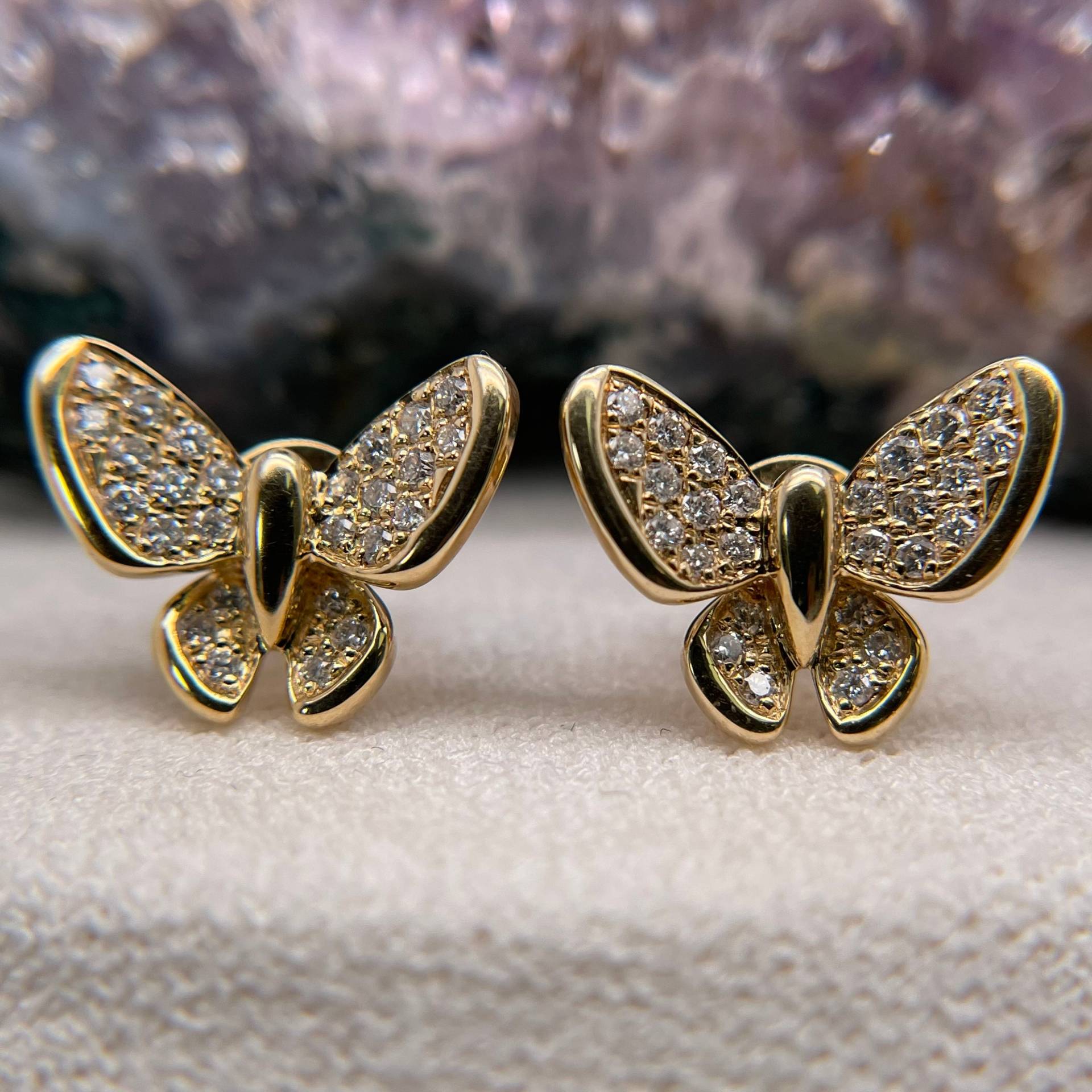 14K Schmetterling Ohrringe Gold Diamant Custom Geschenk Für Frau von BostonAriaJewelry