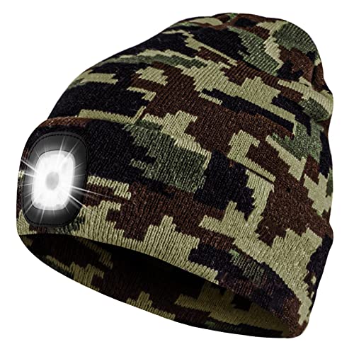 Bosttor Mütze Mit LED Licht, LED Beanie, Beleuchtete Mütze, Unisex Winter Warm Stirnlampe Mütze, Beanie Hut Weihnachten Geschenk für Männer Frauen Papa Weihnachten Laufen Wandern Camping von Bosttor