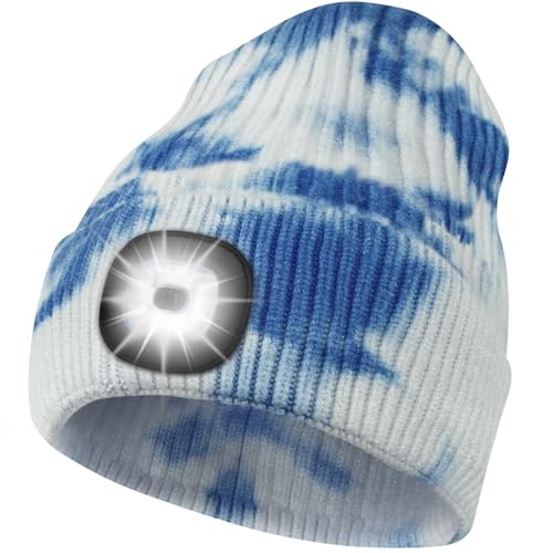 Bosttor Mütze Mit LED Licht, LED Beanie, Beleuchtete Mütze, Unisex Winter Warm Stirnlampe Mütze, Beanie Hut Weihnachten Geschenk für Männer Frauen von Bosttor