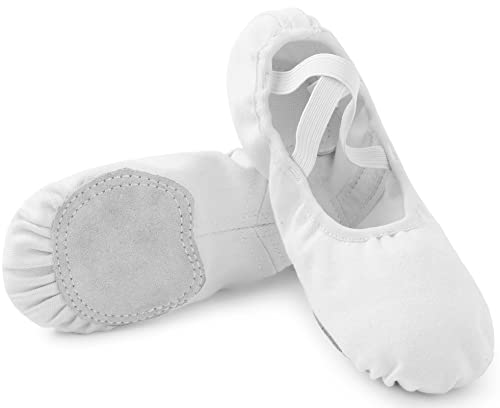 Ballettschuhe Damen Geteilte Ledersohle Ballettschläppchen Mädchen Lycra Ballett Trainings Schläppchen Tanzschuhe Frauen Spitzenschuhe Weiß 36 von Bothevin