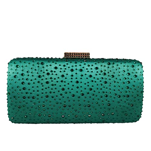 Boutique De FGG Elegante Damen-Clutch, Kristall, formelle Abendtasche, Hochzeit, Cocktail, Strass-Handtasche, Grün , Small von Boutique De FGG