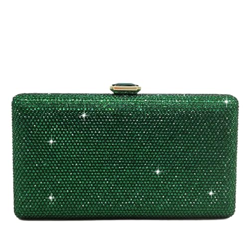 Elegante Damen-Clutch-Tasche mit Kristallen, Abendtasche, Hochzeit, Braut-Geldbörse, Grün (Grün ), Small von Boutique De FGG