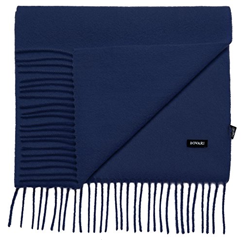 Bovari Kaschmir Schal Damen – 100% Kaschmir/Cashmere – Premium Qualität – 180 x 31 cm - viele Farben (blau (Navy Blue)) von Bovari