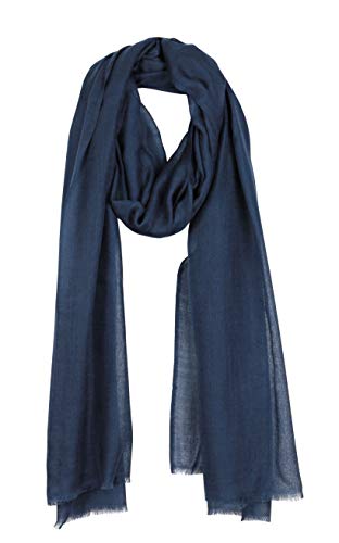 Bovari Kaschmir Schal Damen - 100% Kaschmir - Extra Leicht/Hauchzart - Premium Cashmere - extra dünner Schal/Sommerschal - 200 x 70 cm (Blau) von Bovari