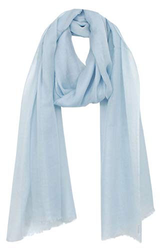 Bovari Kaschmir Schal Damen - 100% Kaschmir - Extra Leicht/Hauchzart - Premium Cashmere - extra dünner Schal/Sommerschal - 200 x 70 cm (Hell-Blau/hellblau) von Bovari