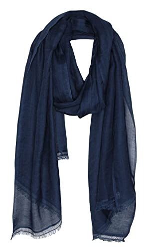 Bovari Pashmina Kaschmir Schal Damen - 70% Kaschmir 30% Seide - extra leicht - 200 x 70 cm (Blau (Dunkel-Blau)) von Bovari