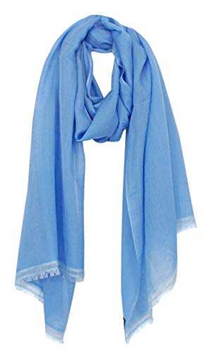 Bovari Pashmina Kaschmir Schal Damen - 70% Kaschmir 30% Seide - extra leicht - 200 x 70 cm (Blau (Little Boy Blue)) von Bovari