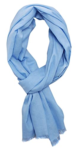 Bovari Schal Damen aus 100% gekämmter Bio-Baumwolle - leicht, atmungsaktiv, dünn - Sommerschal in XL-Größe 180x70 cm (hell-blau) von Bovari