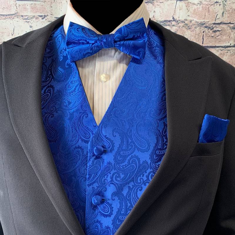 Blaue Paisley Weste Herren Fliege Und Pocket Square 3Er Set Für Alle Formellen Oder Lässigen Abschlussball Hochzeit Party von BowieUSA