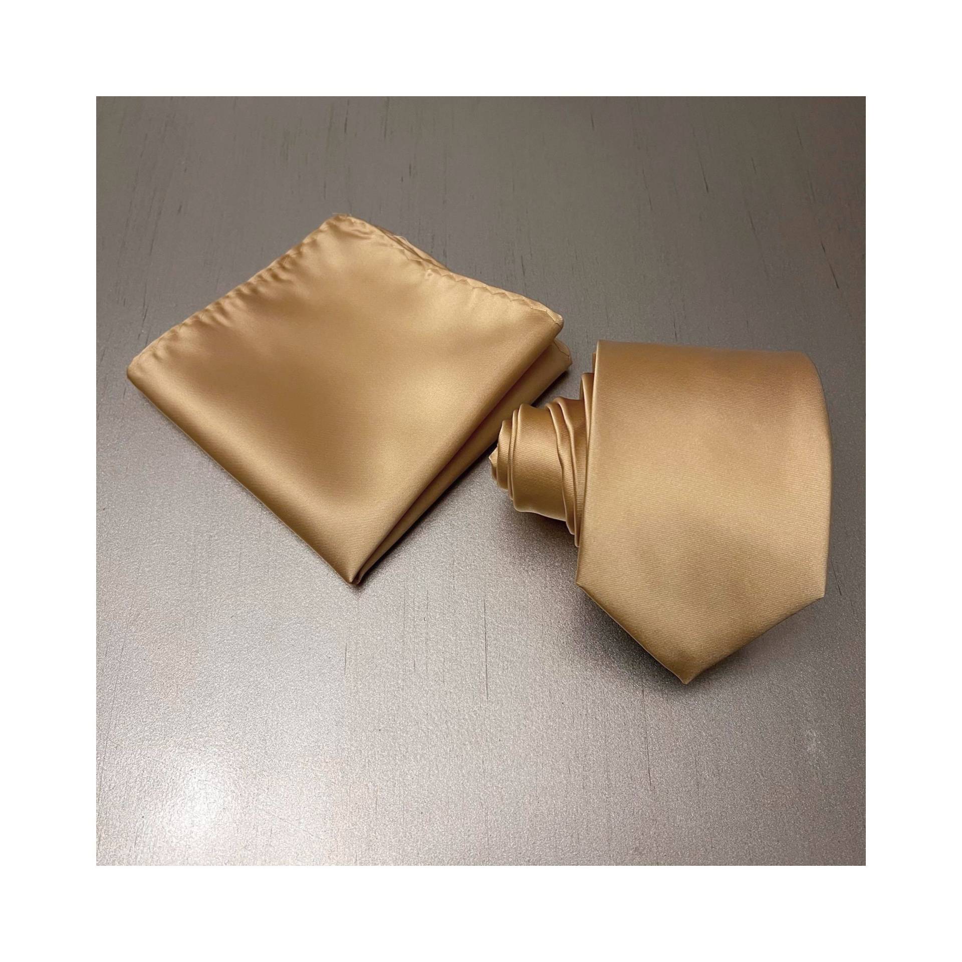 Gold 2.75" Breite Selbst Krawatten Krawatte Und Pocket Square Set Hochzeit Bräutigam Prom von BowieUSA